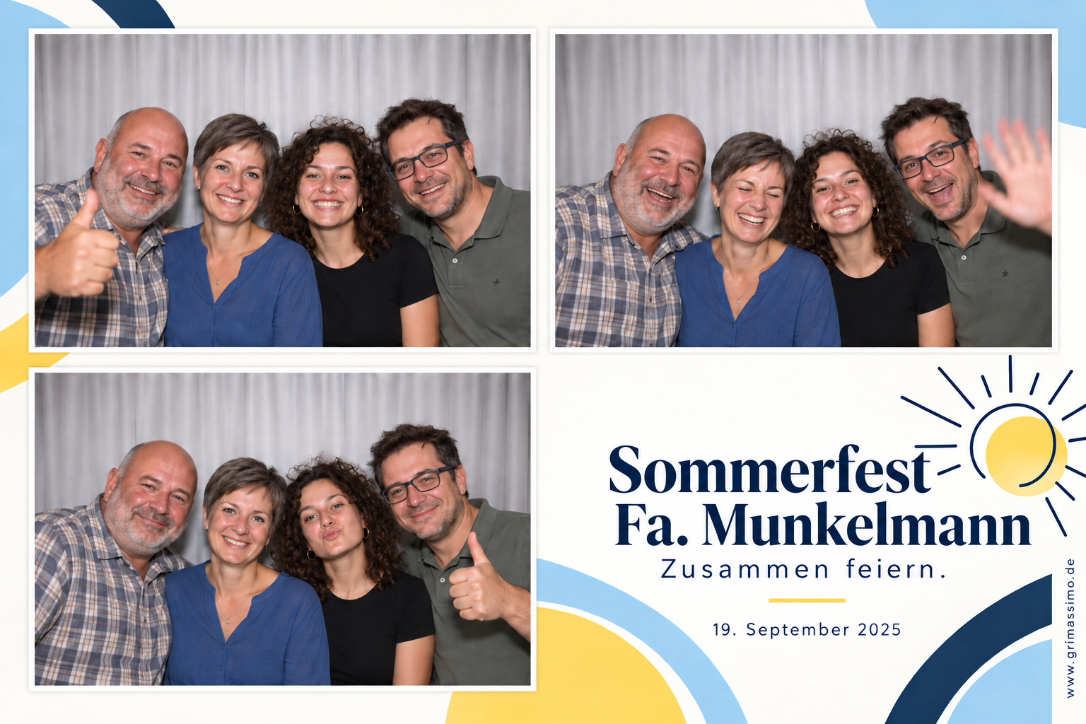 Muster-Fotocollage zum Sommerfest der Firma Munkelmann mit drei Gruppenfotos